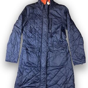 H&M L.O.G.G. Youth Size 4 Quilted Coat Navy Orange Lining
